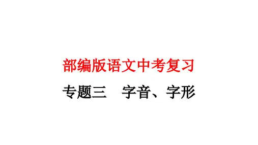 部编版语文中考字音、字形专题复习PPT