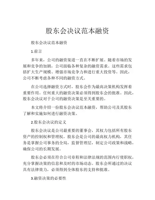 股东会决议范本融资 (3)