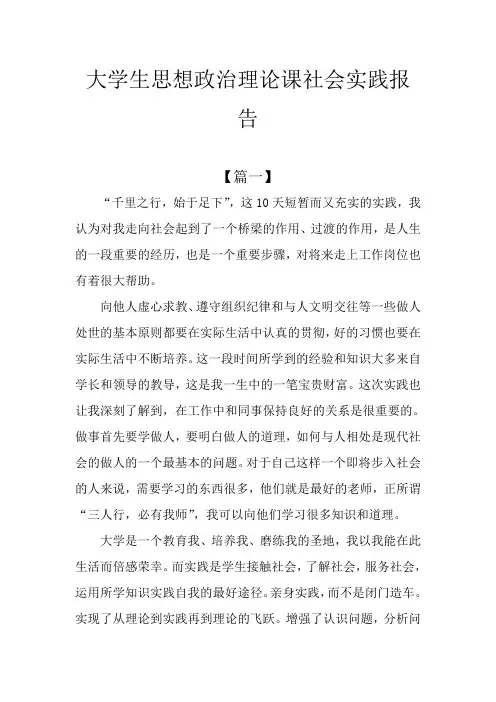 大学生思想政治理论课社会实践报告
