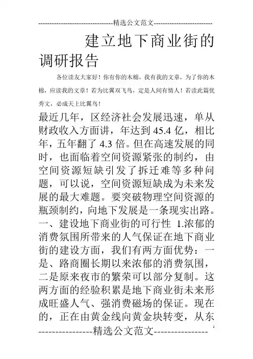 建立地下商业街的调研报告_0