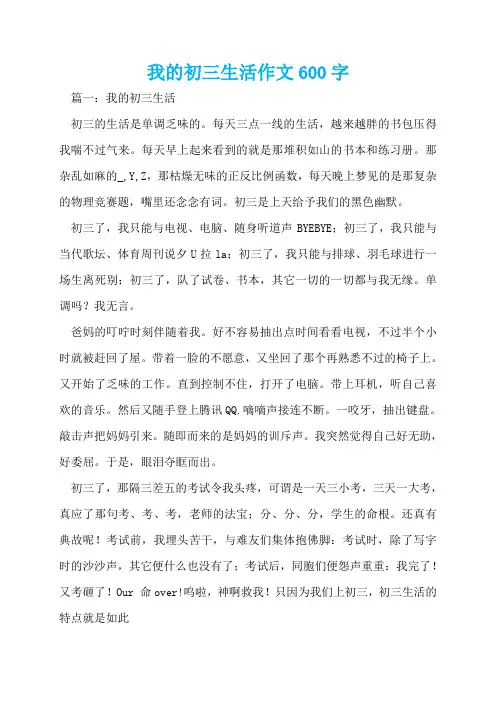 我的初三生活作文600字