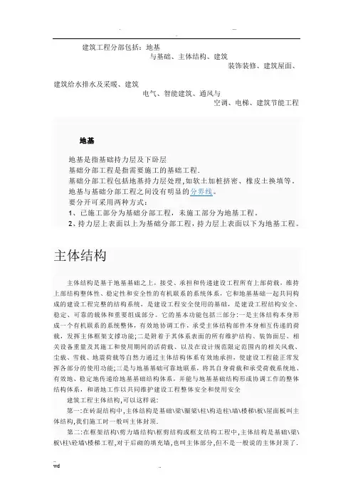 建筑工程十大分部包括
