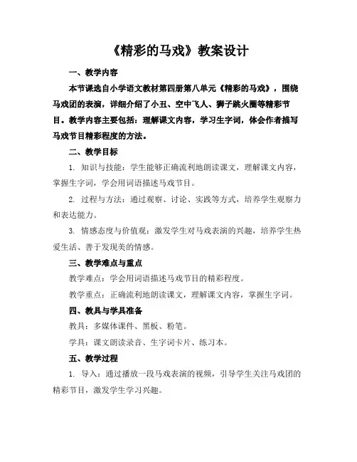 《精彩的马戏》教案设计