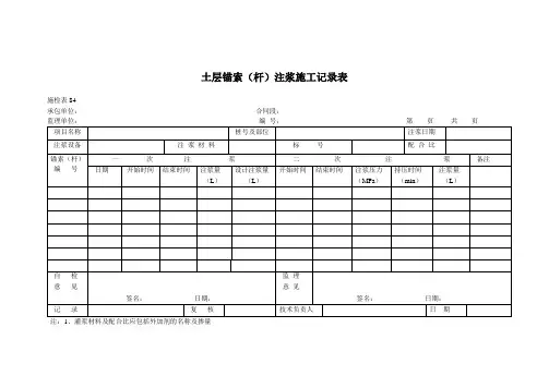 锚索施工记录表