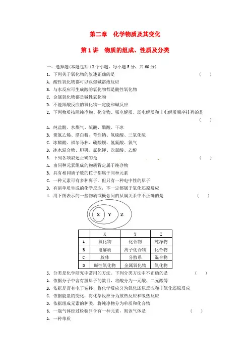 最新-2018届高考化学第一轮复习 第1讲 物质的组成、性