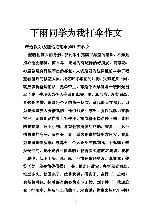 下雨同学为我打伞作文