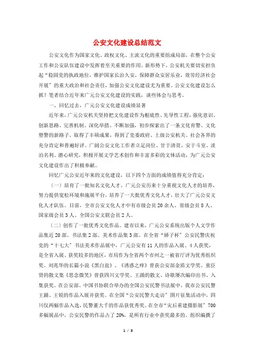 公安文化建设总结范文