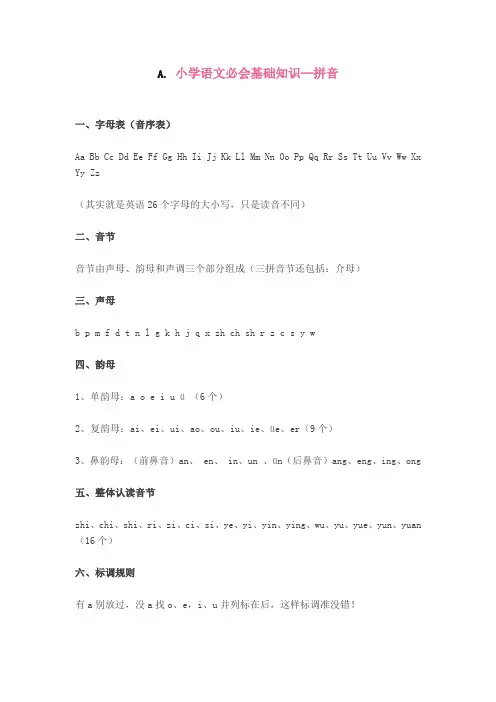 小学语文知识要点专题汇总(全)