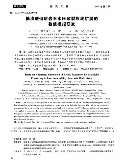 低渗透储层岩石水压致裂裂纹扩展的数值模拟研究