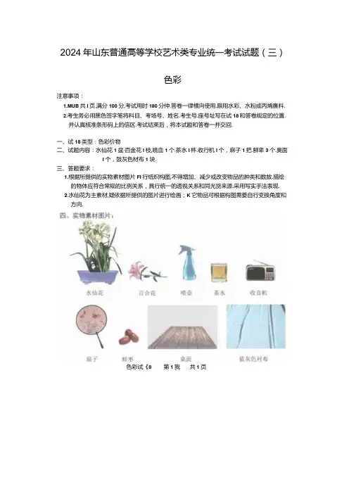 2024年山东普通高等学校艺术类专业统一考试试题(三)