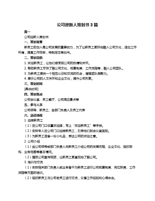 公司迎新人策划书3篇