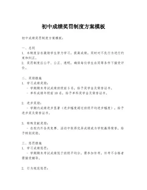 初中成绩奖罚制度方案模板
