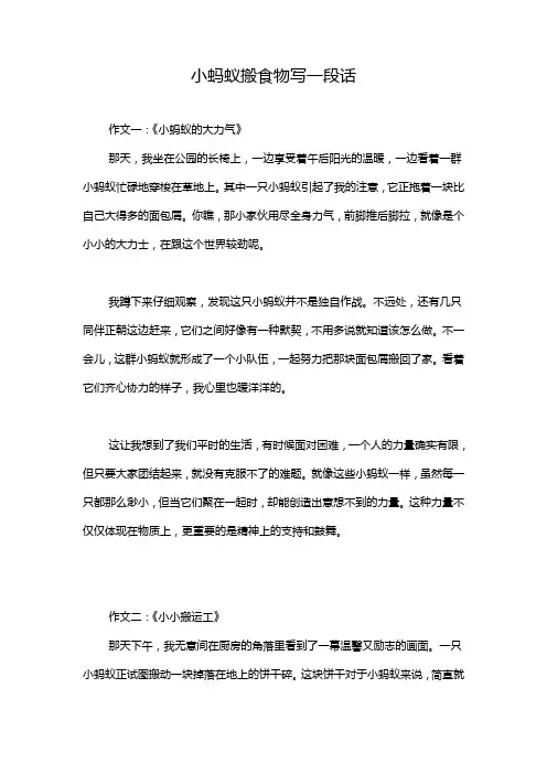 小蚂蚁搬食物写一段话