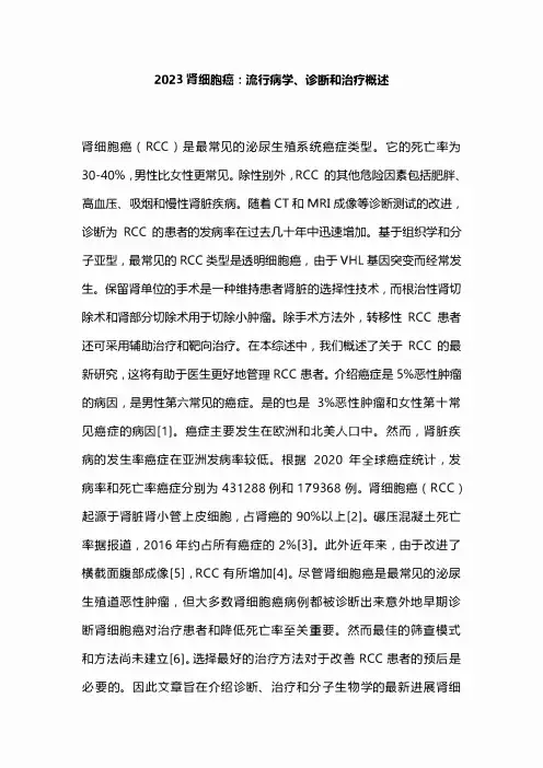 2023肾细胞癌：流行病学、诊断和治疗概述