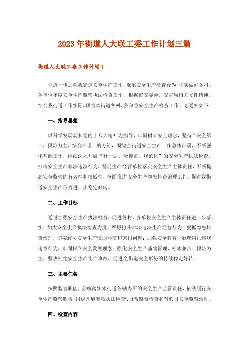 2023年实用文_街道人大联工委工作计划三篇