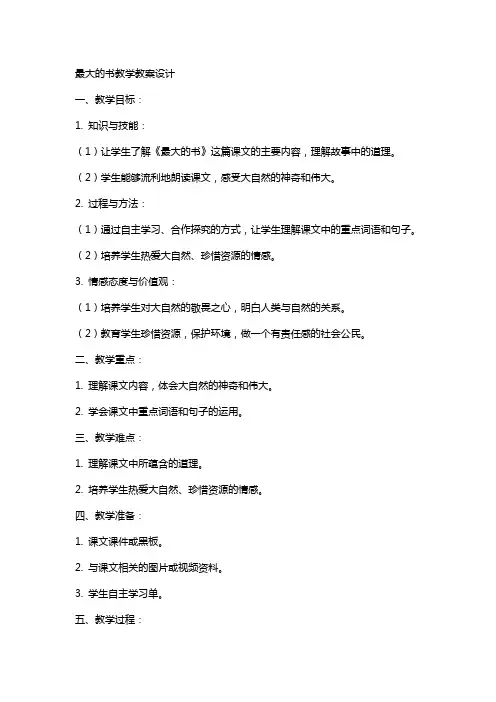 最大的书教学教案设计