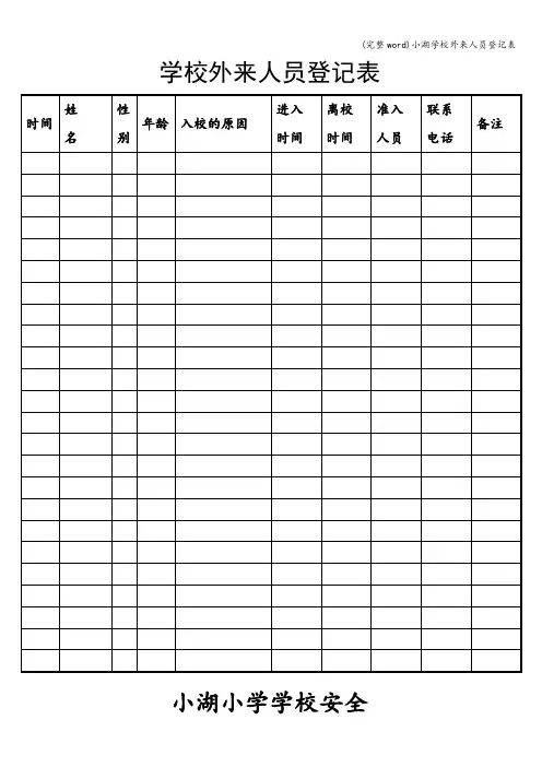 (完整word)小湖学校外来人员登记表