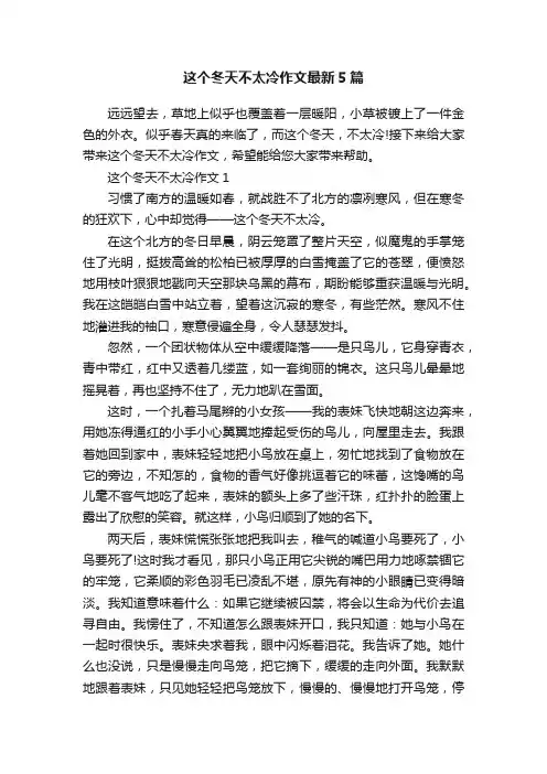这个冬天不太冷作文最新5篇