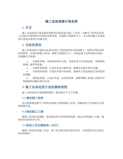 施工总体进度计划安排