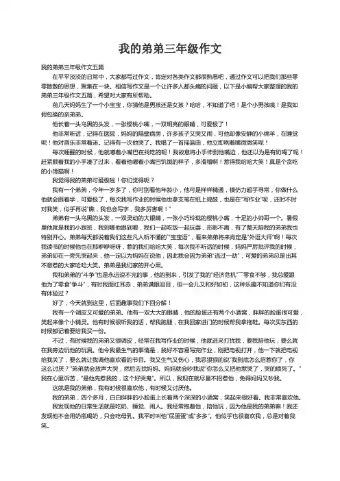 我的弟弟三年级作文五篇