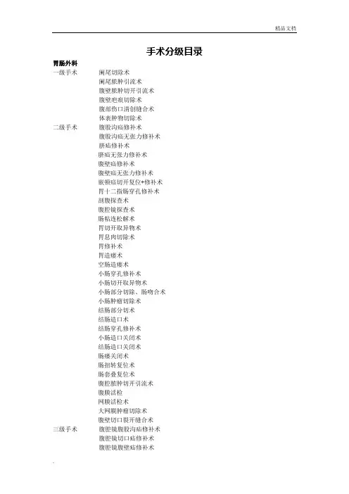 手术分级目录1