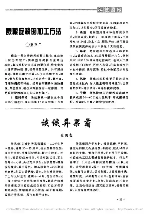 蕨根淀粉的加工方法_童玉兰