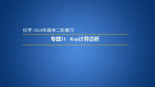 2018届高三化学二轮复习专题《Ksp计算透析》