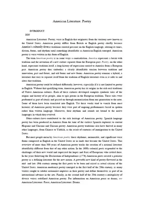 美国文学简史American Literature Poetry