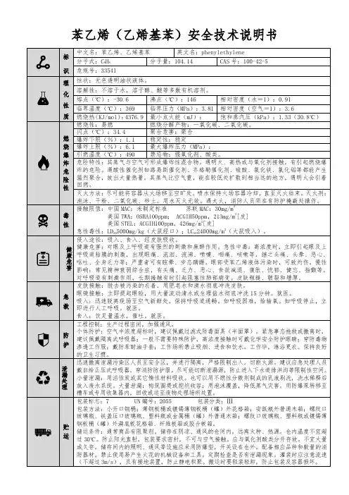 【苯乙烯(乙烯基苯)】MSDS 安全技术说明书(精编版)