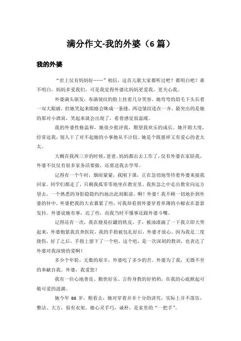 满分作文-我的外婆(6篇)