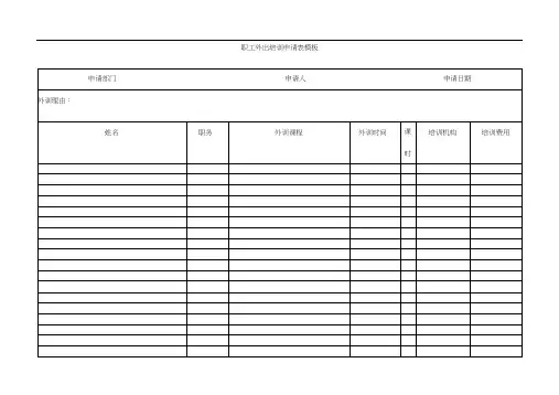 职工外出培训申请表模板