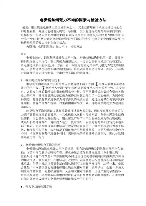 电梯钢丝绳张力不均的因素与检验方法