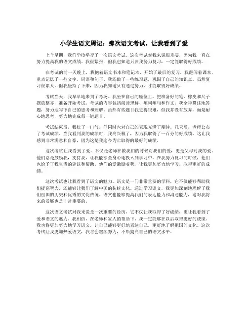 小学生语文周记：那次语文考试,让我看到了爱