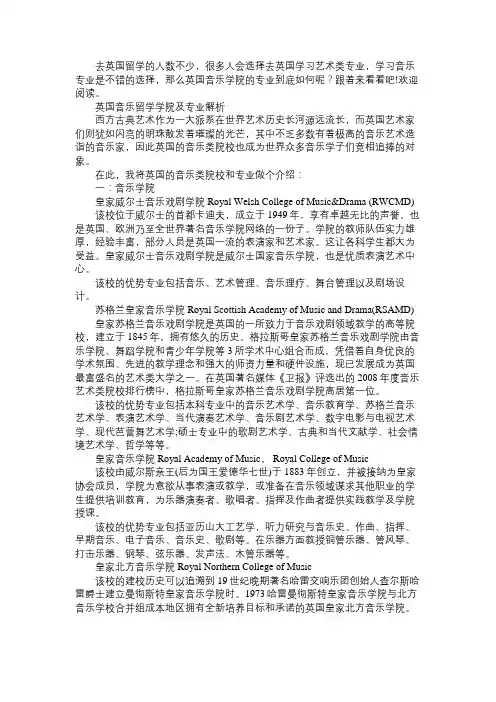 去英国留学什么音乐学院好