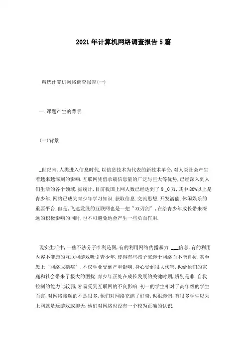 2021年计算机网络调查报告5篇