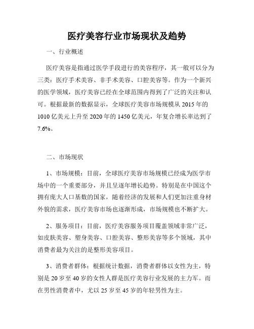 医疗美容行业市场现状及趋势