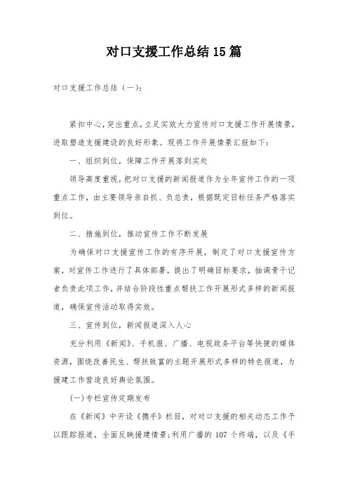 对口支援工作总结15篇