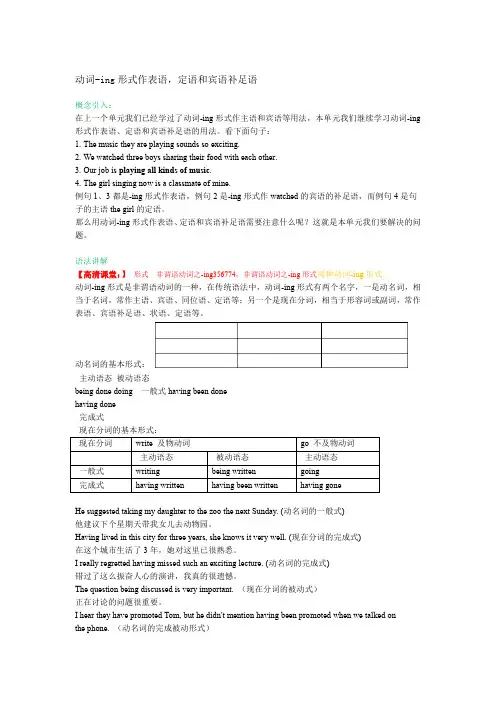 高中英语知识讲解 动词ing形式作表语