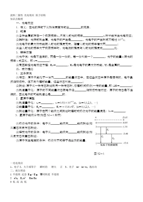 波料二象性 光电效应 原子结构例题讲解与练习配答案