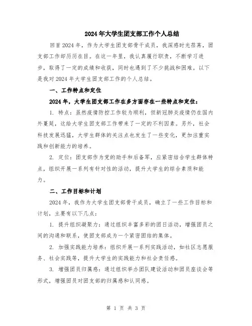 2024年大学生团支部工作个人总结