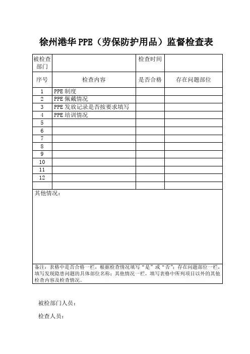 PPE监督检查记录表
