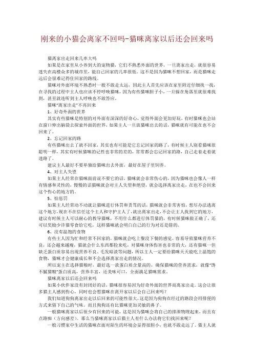 刚来的小猫会离家不回吗-猫咪离家以后还会回来吗