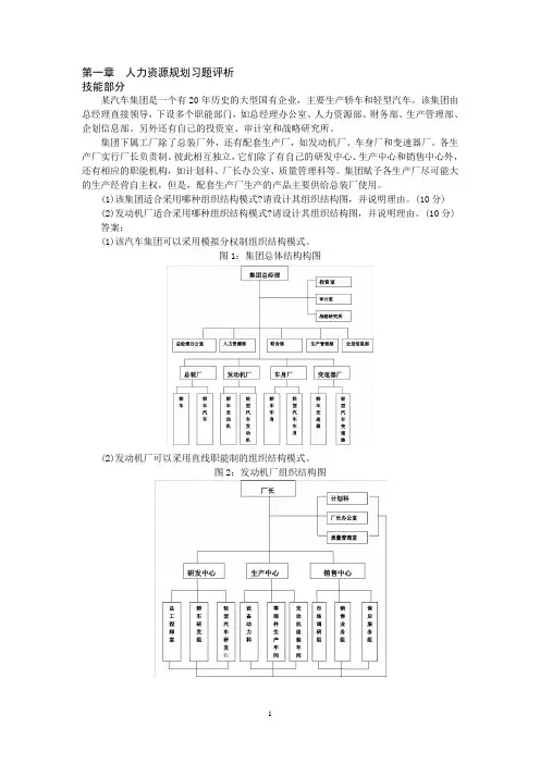 人力资源简答题