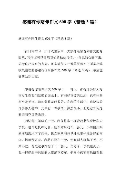 感谢有你陪伴作文600字(精选3篇)