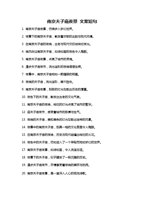 南京夫子庙夜景 文案短句