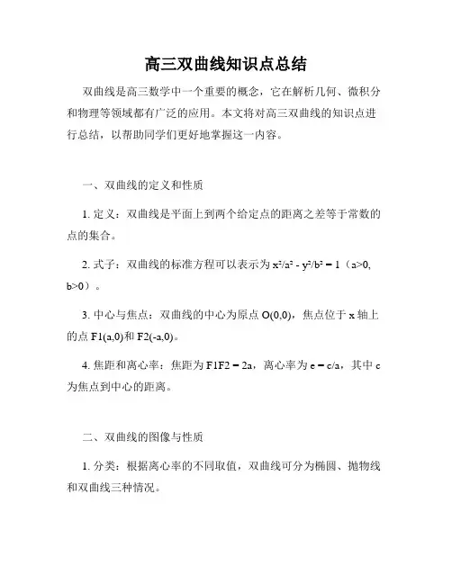 高三双曲线知识点总结