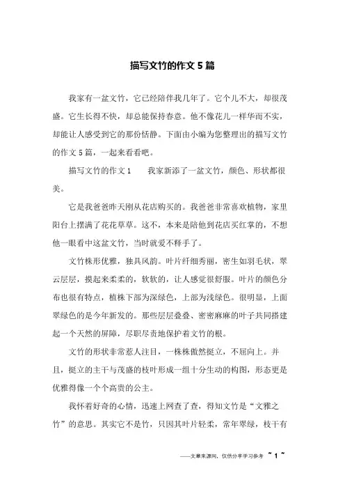 描写文竹的作文5篇