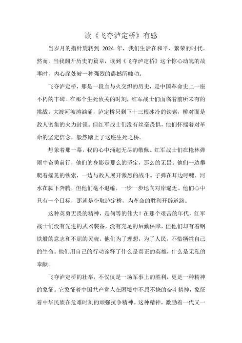 读《飞夺泸定桥》有感(800字)