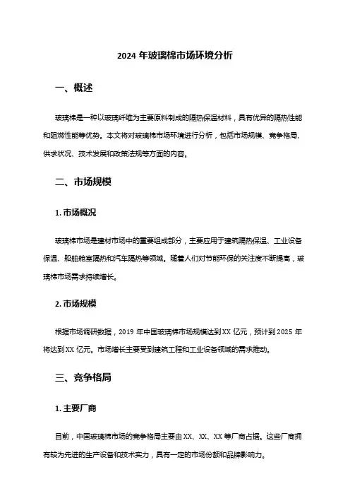 2024年玻璃棉市场环境分析