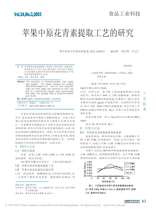 苹果中原花青素提取工艺的研究